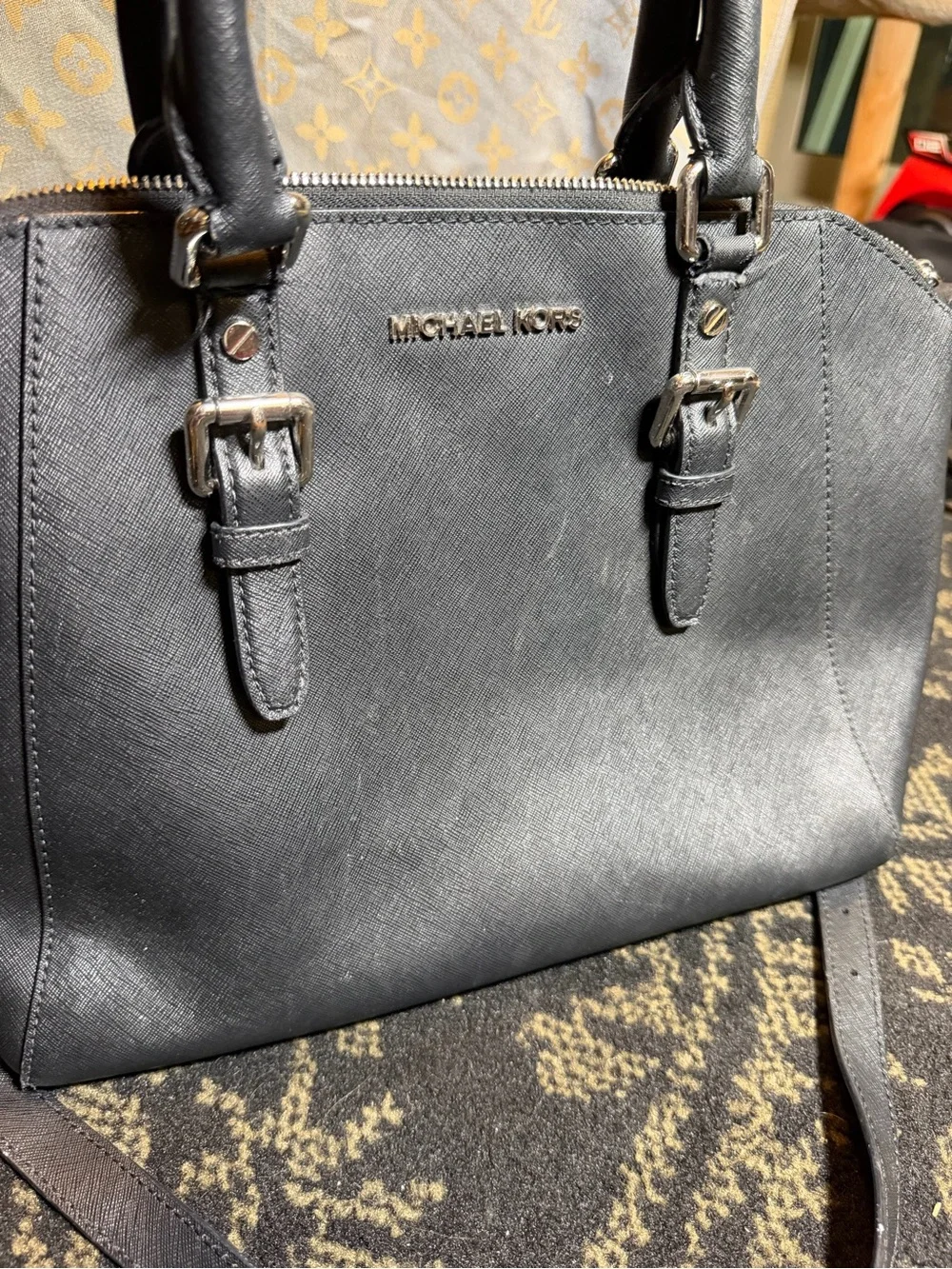 Michael Kors Black Leather Dome Satchel - Versatile Women's tote purse